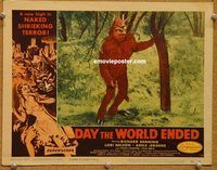 s190 DAY THE WORLD ENDED movie lobby card #3 '56 monster close up!