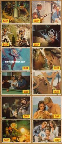 s199 DEEP 12 movie lobby cards '77 Jacqueline Bisset, Nick Nolte