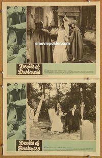 s204 DEVILS OF DARKNESS 2 movie lobby cards '65 English horror!
