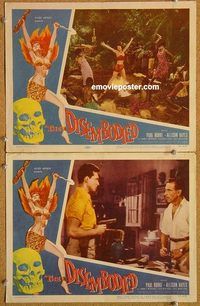 s219 DISEMBODIED 2 movie lobby cards '57 sexy female witchdoctor!
