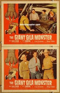 s295 GIANT GILA MONSTER 2 movie lobby cards '59 great border art!