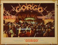 s304 GORGO movie lobby card #7 '61 cool image of Gorgo carnival set!
