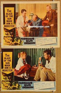 s328 HIDEOUS SUN DEMON 2 movie lobby cards '59 Robert Clarke, horror!