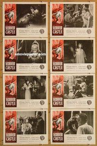 s329 HORROR CASTLE 8 movie lobby cards '64 Christopher Lee, Podesta