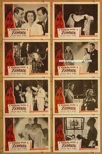 s351 I WALKED WITH A ZOMBIE 8 movie lobby cards R56 Val Lewton, Tourneur