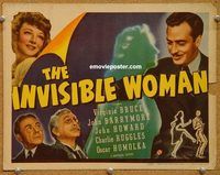 s382 INVISIBLE WOMAN movie title lobby card '40 Virginia Bruce, Barrymore