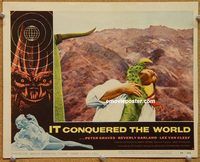 s392 IT CONQUERED THE WORLD movie lobby card #7 '56 monster attacks!