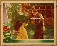 s411 JUNGLE CAPTIVE #5 movie lobby card '45 whipping the ape woman!