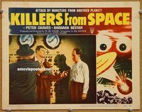 s424 KILLERS FROM SPACE movie lobby card #7 '54 Peter Graves w/gun!