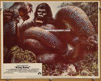 s429 KING KONG movie lobby card #2 '76 BIG Ape fights giant snake!