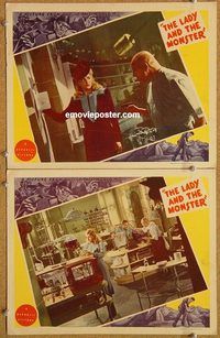 s436 LADY & THE MONSTER 2 movie lobby cards '44 Erich von Stroheim