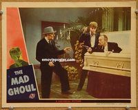 s463 MAD GHOUL movie lobby card '43 Robert Armstrong in casket w/gun!