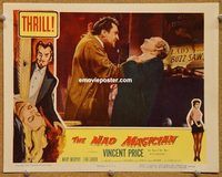 s465 MAD MAGICIAN movie lobby card '54 Vincent Price chokes!