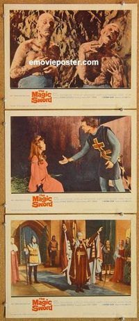 s468 MAGIC SWORD 3 movie lobby cards '61 Basil Rathbone, fantasy!
