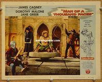 s470 MAN OF A THOUSAND FACES movie lobby card #5 '57 Cagney, Quasimodo