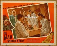 s475 MAN WITHOUT A BODY movie lobby card #7 '57 great 'head' scene!