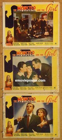 s495 MONSTER & THE GIRL 3 movie lobby cards '41 Ellen Drew, Paige