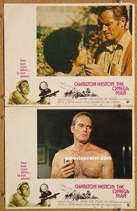 s545 OMEGA MAN 2 movie lobby cards '71 Charlton Heston, sci-fi!