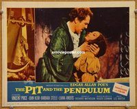 s563 PIT & THE PENDULUM movie lobby card #5 '61 Vincent Price, Corman