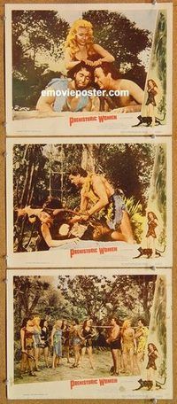 s569 PREHISTORIC WOMEN 3 movie lobby cards '50 hot cave babes!