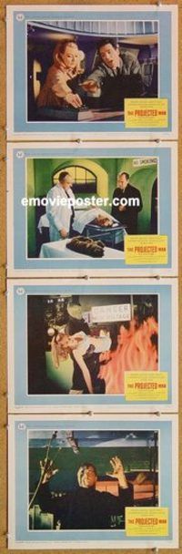 s572 PROJECTED MAN 4 movie lobby cards '67 Bryant Haliday, sci-fi!