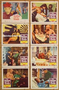 s691 TERROR OF THE TONGS 8 movie lobby cards '61 Lee, opium dreams!