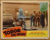 s720 TOBOR THE GREAT movie lobby card #7 '54 funky robot attacks!