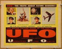 s735 UFO movie title lobby card '56 cool flying saucer sci-fi doc!