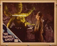 s744 VAMPIRE'S GHOST movie lobby card '45 cool devilish statue!