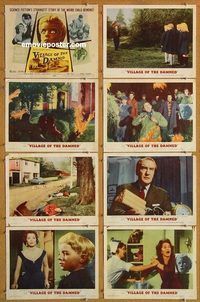 s748 VILLAGE OF THE DAMNED 8 movie lobby cards '60 George Sanders