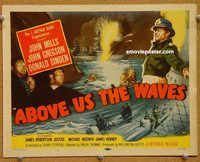 v090 ABOVE US THE WAVES title movie lobby card '56 John Mills, Gregson