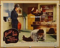 v046 DEAD RECKONING movie lobby card #6 '47 Bogart standing with gun!