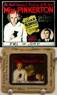 c059 MISS PINKERTON glass slide'32 Joan Blondell w/gun!