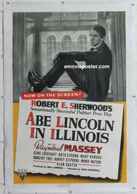 d288 ABE LINCOLN IN ILLINOIS linen one-sheet movie poster '40 Raymond Massey