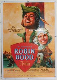 d289 ADVENTURES OF ROBIN HOOD linen one-sheet movie poster R89 Errol Flynn