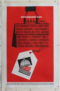 d290 ADVISE & CONSENT linen one-sheet movie poster '62 Saul Bass artwork!