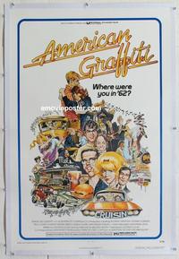 d292 AMERICAN GRAFFITI linen one-sheet movie poster '73 George Lucas