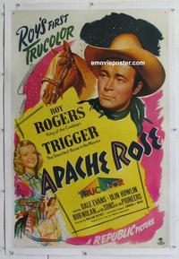 d296 APACHE ROSE linen one-sheet movie poster '47 Roy Rogers & Trigger!