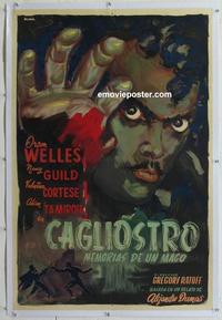 d233 BLACK MAGIC linen Argentinean movie poster '49 Orson Welles