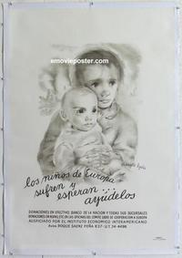 d043 HELP THE EUROPEAN CHILDREN linen Argentinean '40s Lydis art of suffering children!