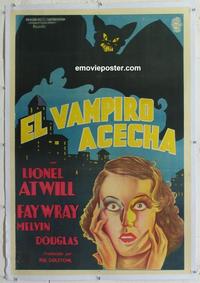 d263 VAMPIRE BAT linen Argentinean movie poster '33 Fay Wray