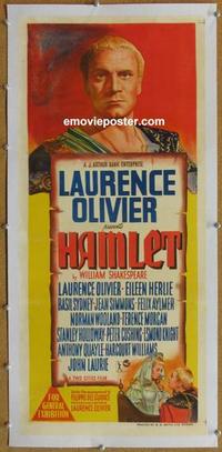 d008 HAMLET linen Australian daybill movie poster '49 Laurence Olivier