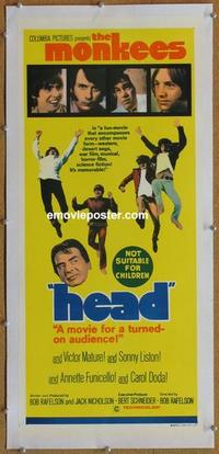 d009 HEAD linen Australian daybill movie poster '68 The Monkees, Nicholson