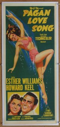 d013 PAGAN LOVE SONG linen Australian daybill movie poster '50 E. Williams