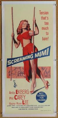 d014 SCREAMING MIMI linen Australian daybill movie poster '58 Anita Ekberg