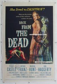 d298 BACK FROM THE DEAD linen one-sheet movie poster '57 Peggie Castle