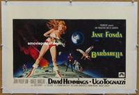 d155 BARBARELLA linen Belgian movie poster '68 Jane Fonda, Roger Vadim