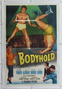 d308 BODYHOLD linen one-sheet movie poster '50 inside the wrestling racket!