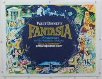 d034 FANTASIA linen British quad movie poster R60s Mickey Mouse