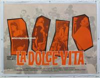 d037 LA DOLCE VITA linen British quad movie poster R70s Fellini